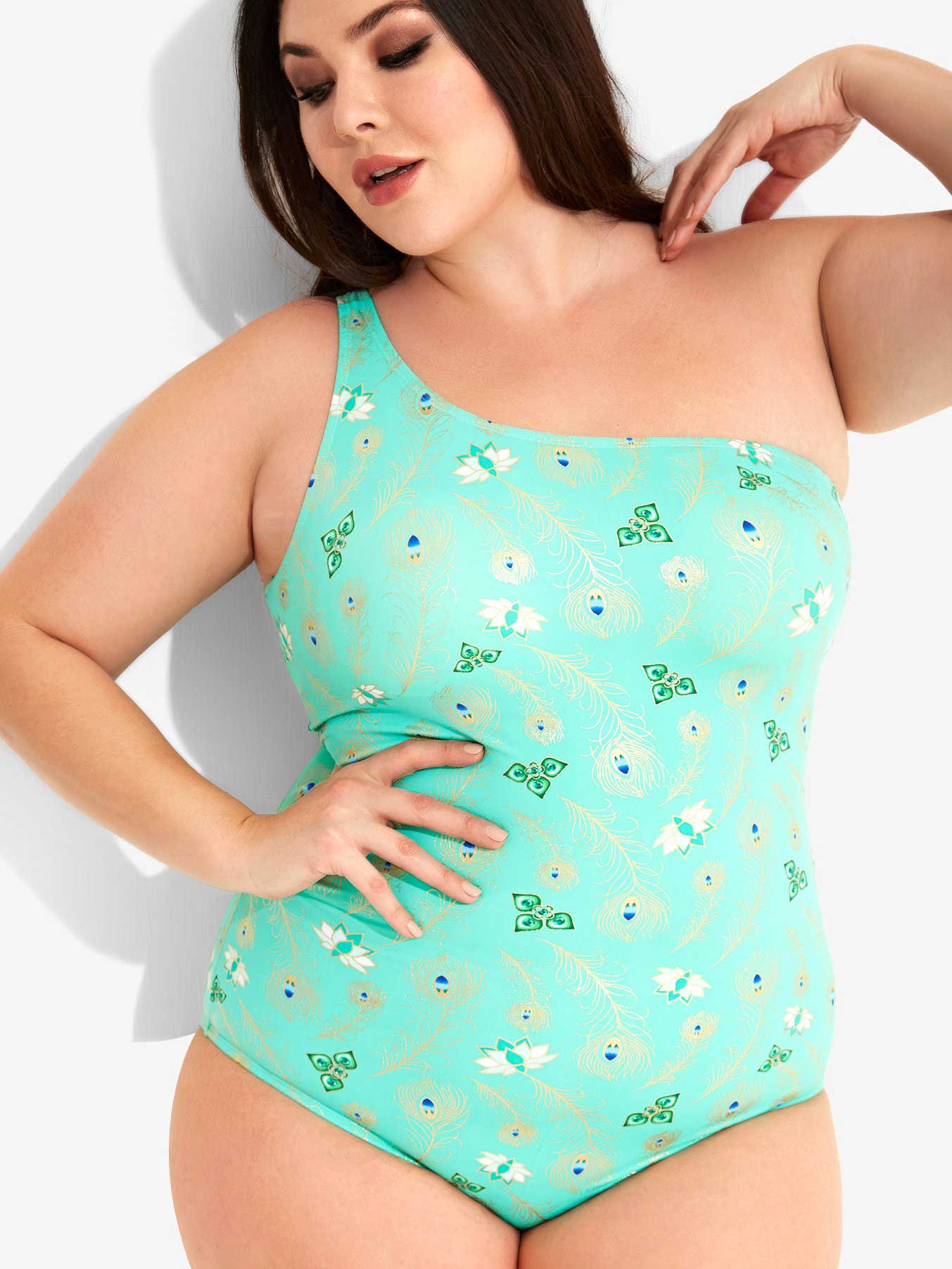 Mint Green Off The Shoulder One Piece Bathing Suit