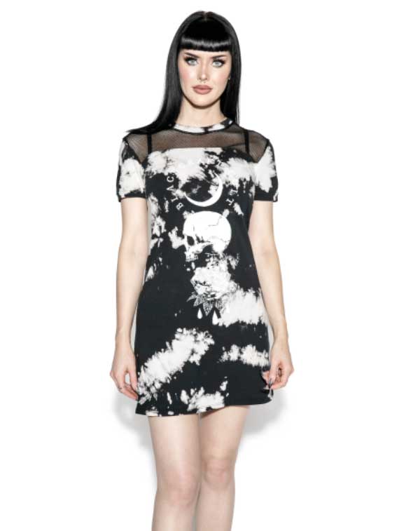 black and white skull print dress