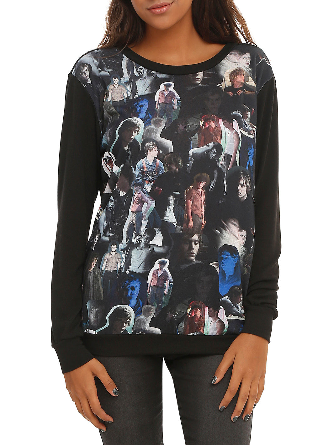 long sleeve sweatshirt - black with photo collage