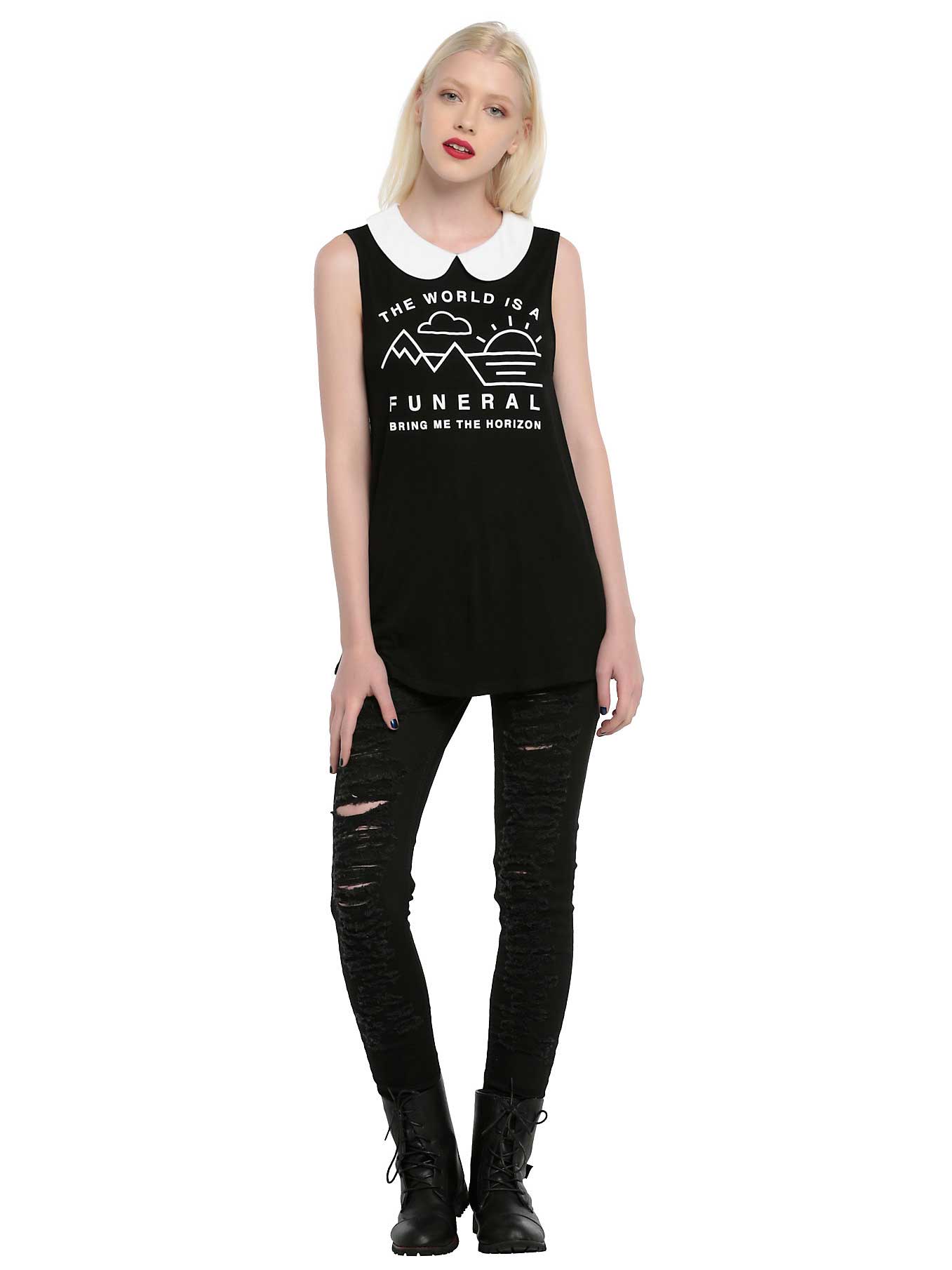 black tank with white school girl collar