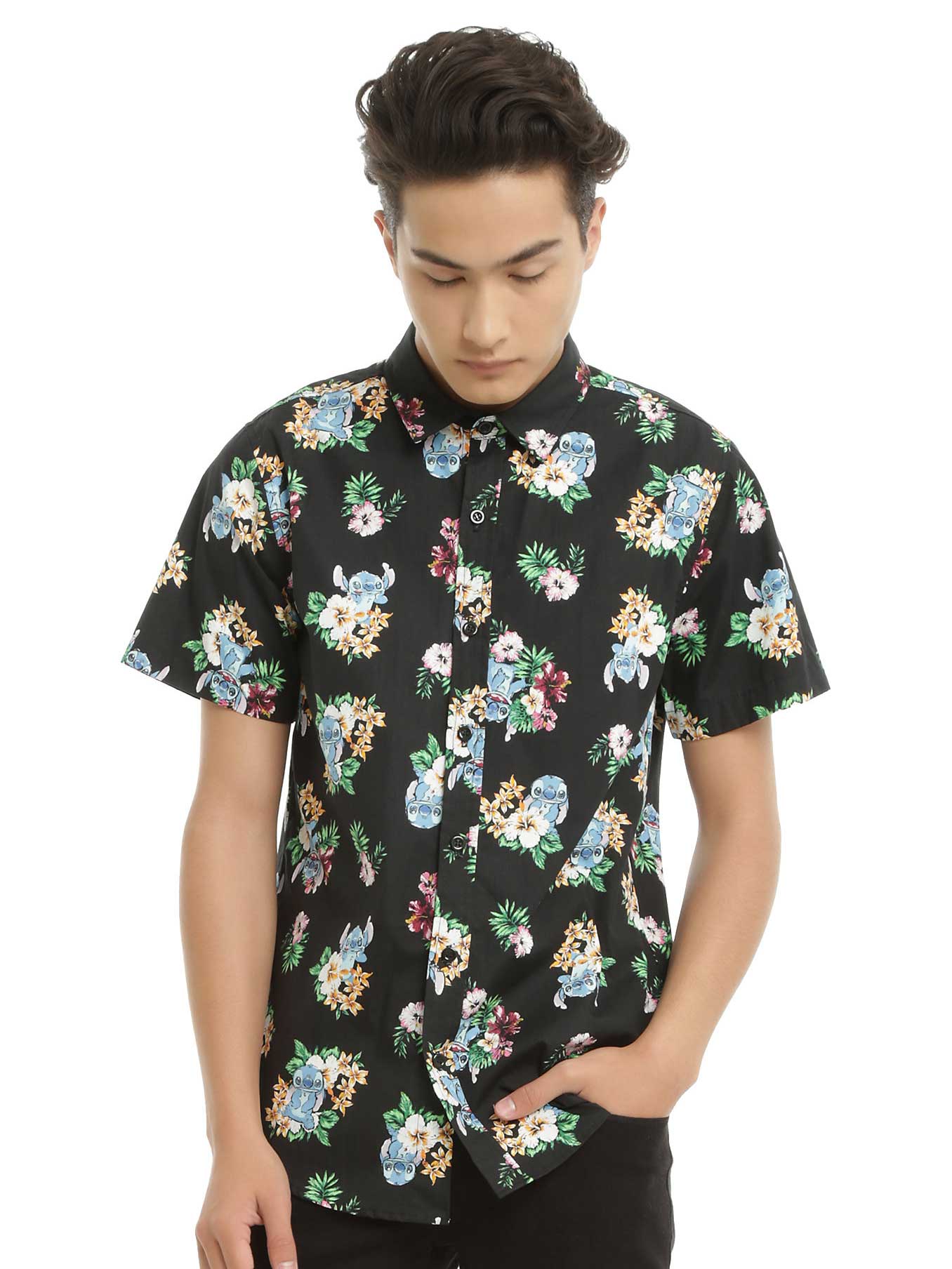 mens short sleeve shirt with flowers