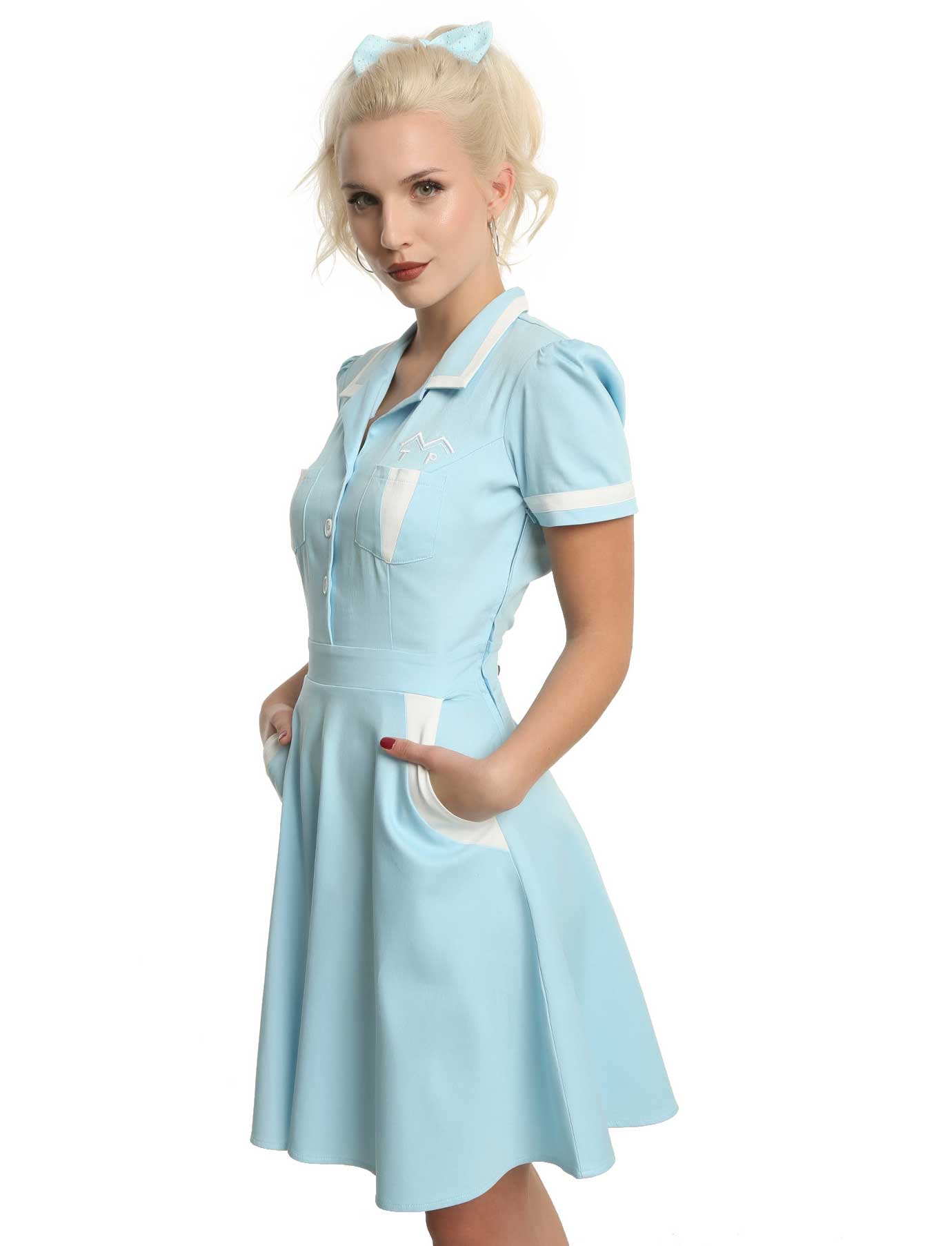 sky blue waitress dress