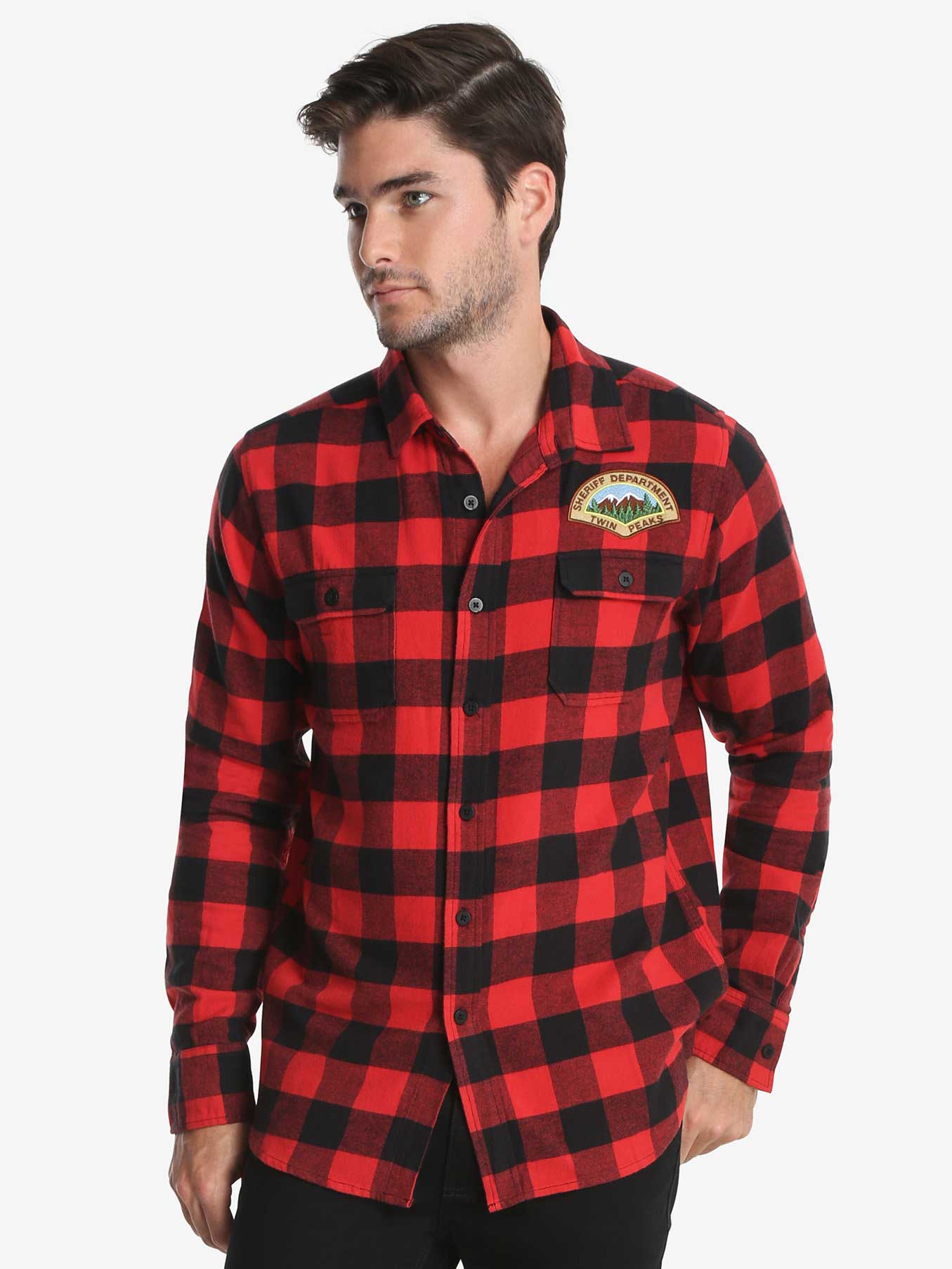 mens red flannel long sleeve shirt