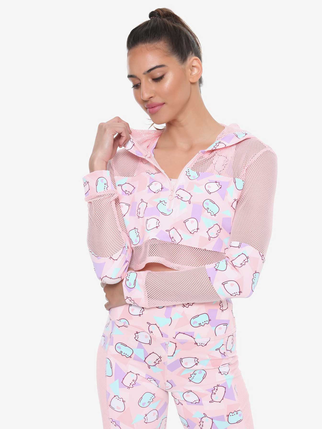 front of cropped mesh hoodie