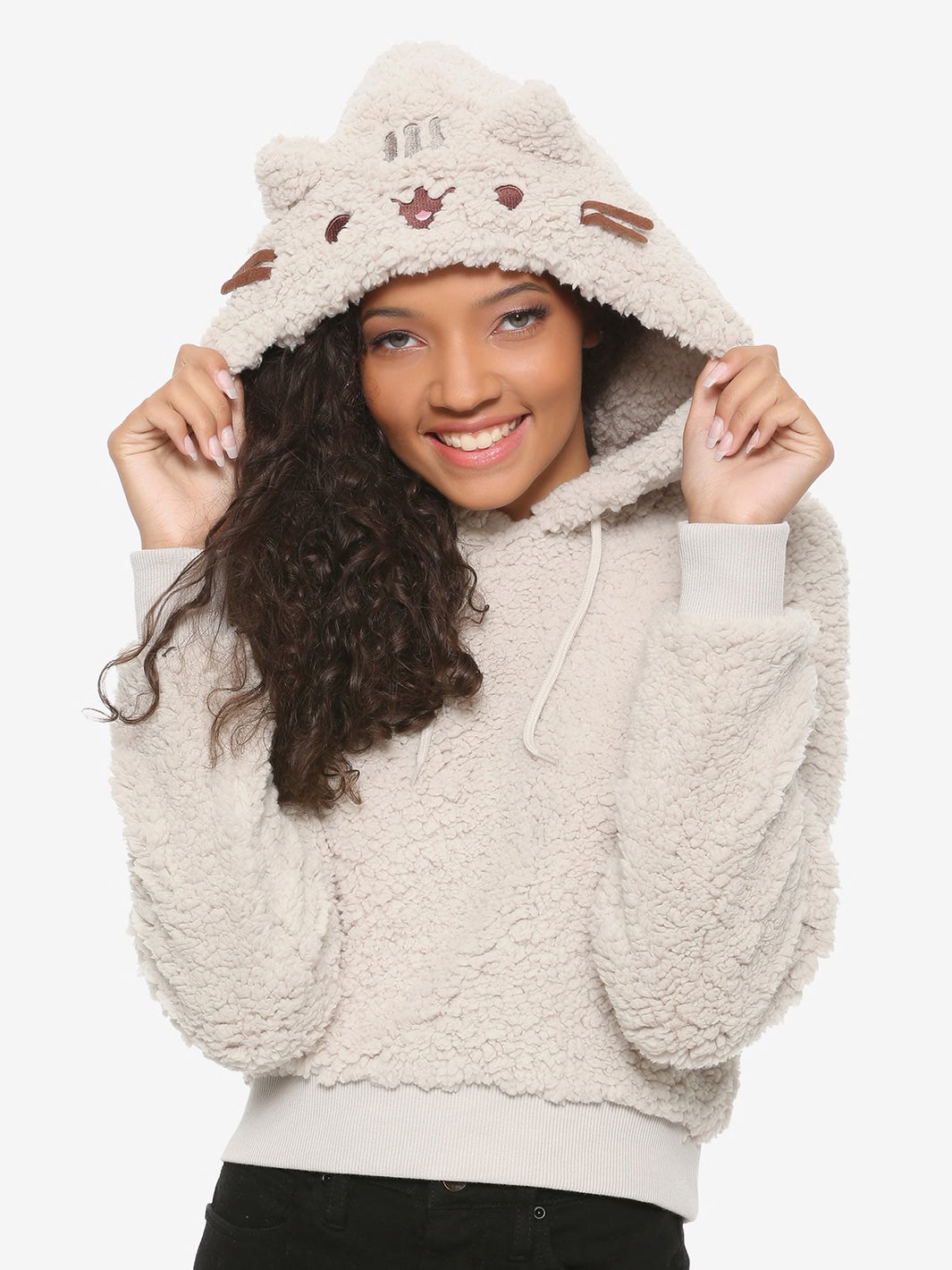 sheepskin hoodie with animal face hood