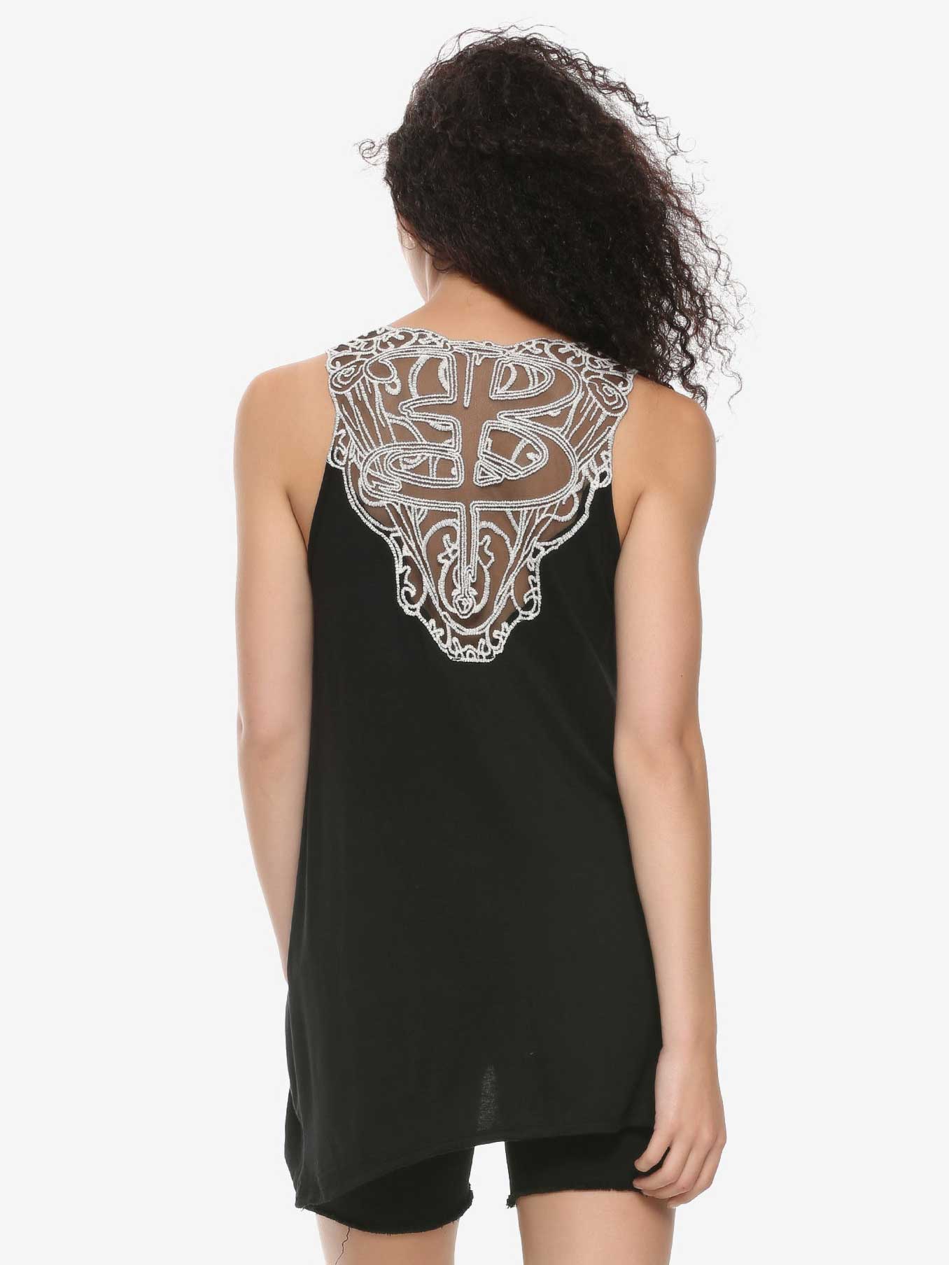 black tank with lace back design