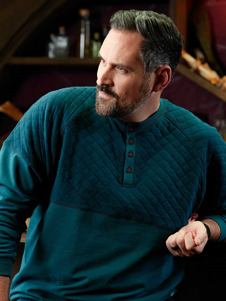 green henley long sleeve shirt